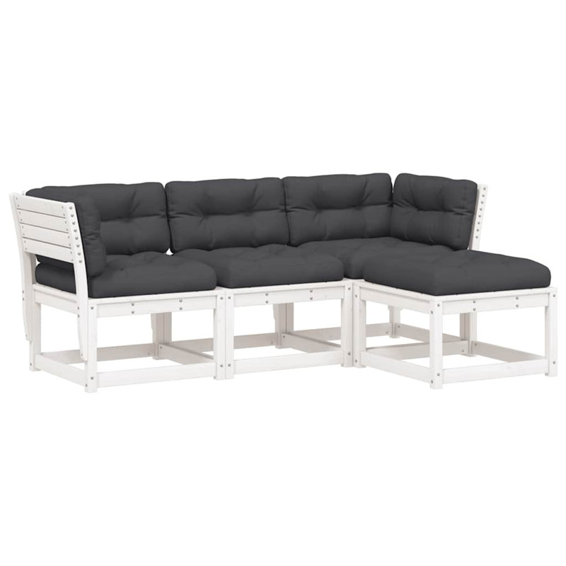 Pine Patio Corner Sofa with Cushions, 4