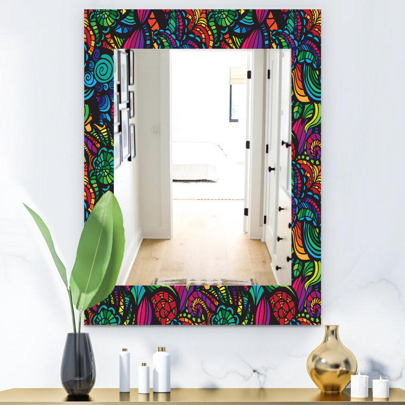 Decorative Wall Mirror, Modern Accent Mirror - Modern Reflection Mirror, 24" H x 32" W, Paisley