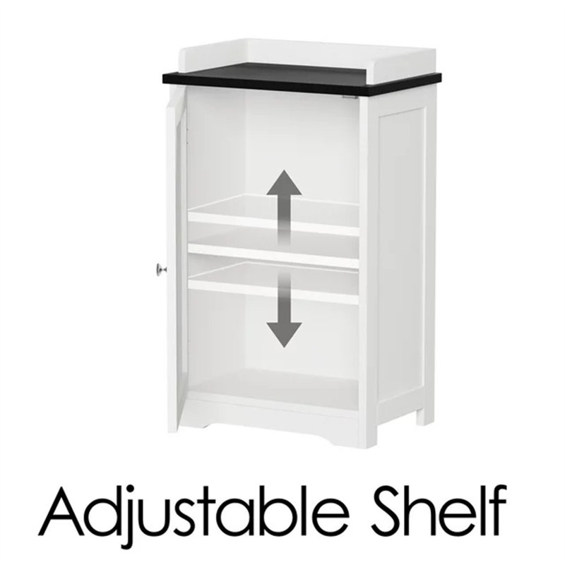 Lavish Home 2-Tier Bathroom Floor Storage Cabinet – 29” Tall Free Standing White Cupboard with Adjustable Shelf, Shutter-Style & Slatted Look Door – Towel, Toiletries, or Laundry Organizer
