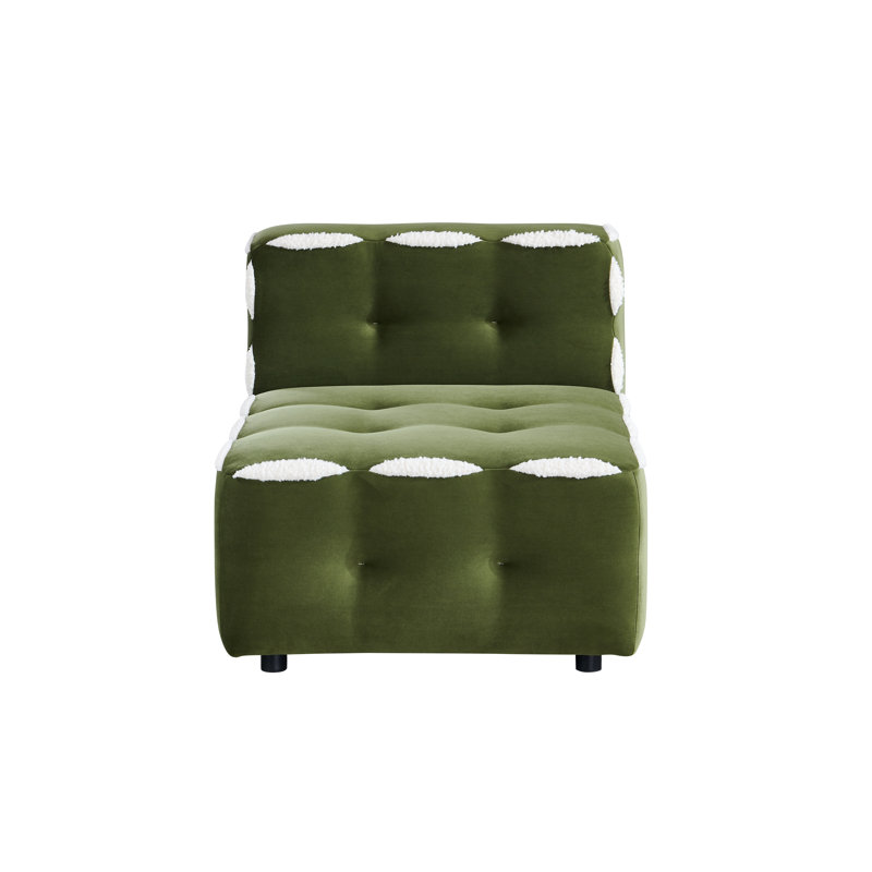 Fun Armless Chair, Green Velvet