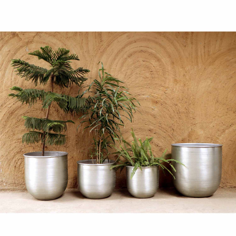 Freda Handmade Metal Pot Planter, 4, 43cm H x 41cm W x 41cm D