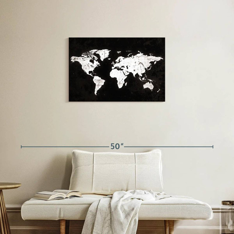 Carte du monde Aliaz White Contrast, H 20 po x l 30 po