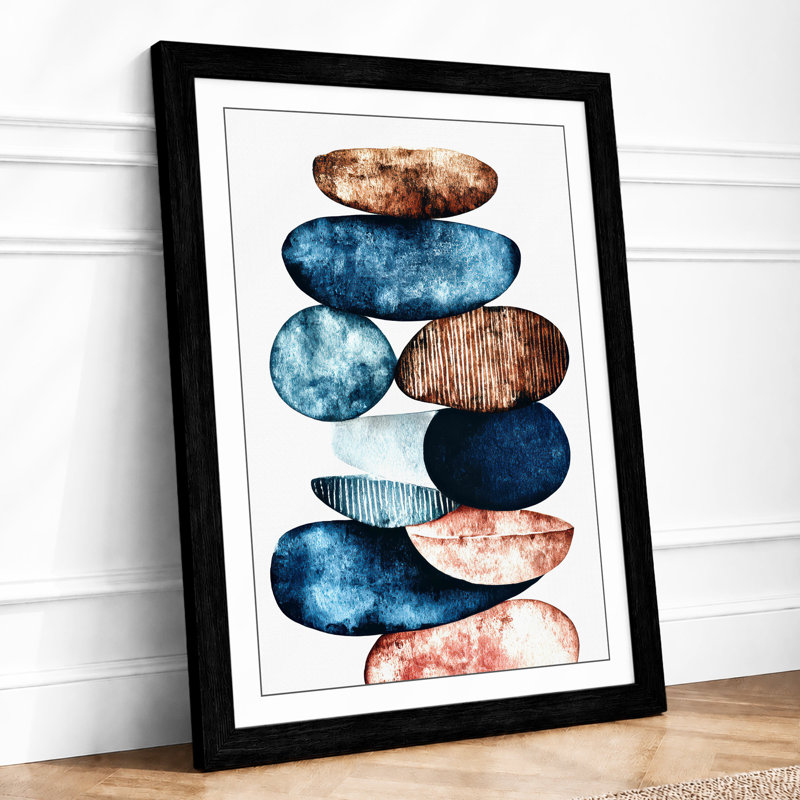 Stacked Forms in Motion Boho 1 Piece Single Picture Frame Wall Art, A3 - 42.0 x 29.7 cm, Black