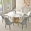 Ensemble de salle à manger moderne 7 pièces en pierre frittée avec base piédestal-3476772-3476773