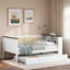 Lit de jour en bois avec tablettes de rangement, dossier rembourré et USB-1561546489