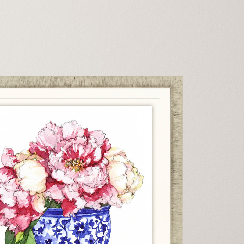 «Pretty Petals I», impression encadrée dorée