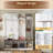 Farmhouse Hall Tree with 8 Cabinets, 4 Hooks &amp; Walnut Storage Bench, White | MDF-1932284254