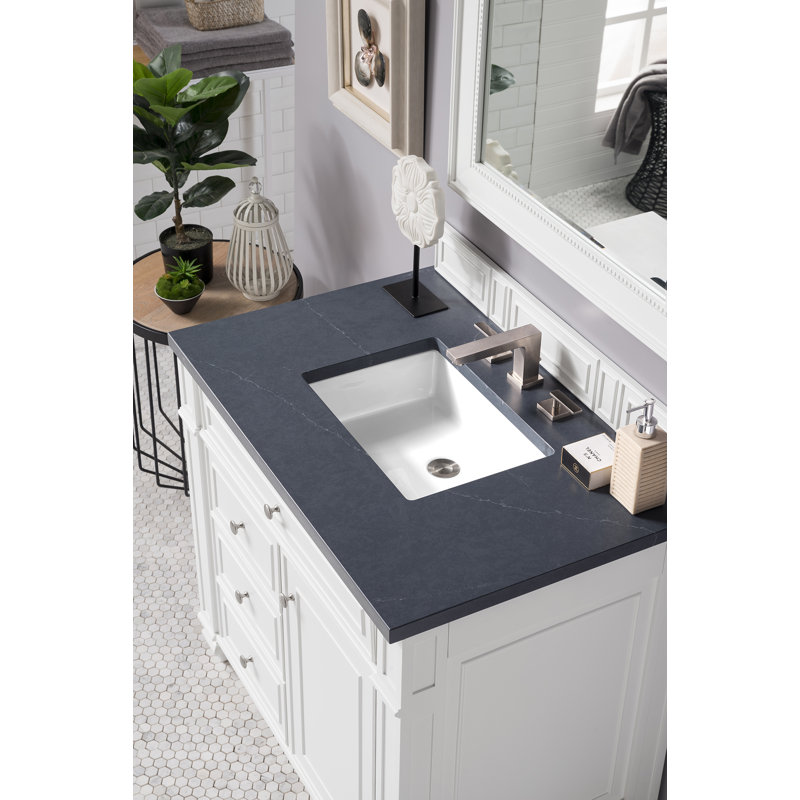 Bristol 36'' W Single Vanity, Bright White, Charcoal Soapstone, 8" Widespread