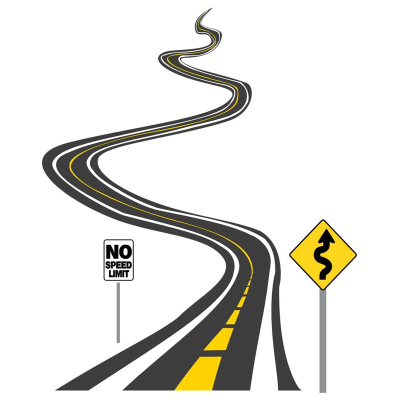 Adhésif décoratif peler et coller en vinyle Winding Road and Road Signs, H 51 po x l 41 po x P 0,8 po
