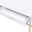 Bureau moderne blanc brillant avec tiroirs de rangement pratiques et structure de support en métal doré