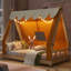 Lit maison avec tente et lumière-912501781-912501783
