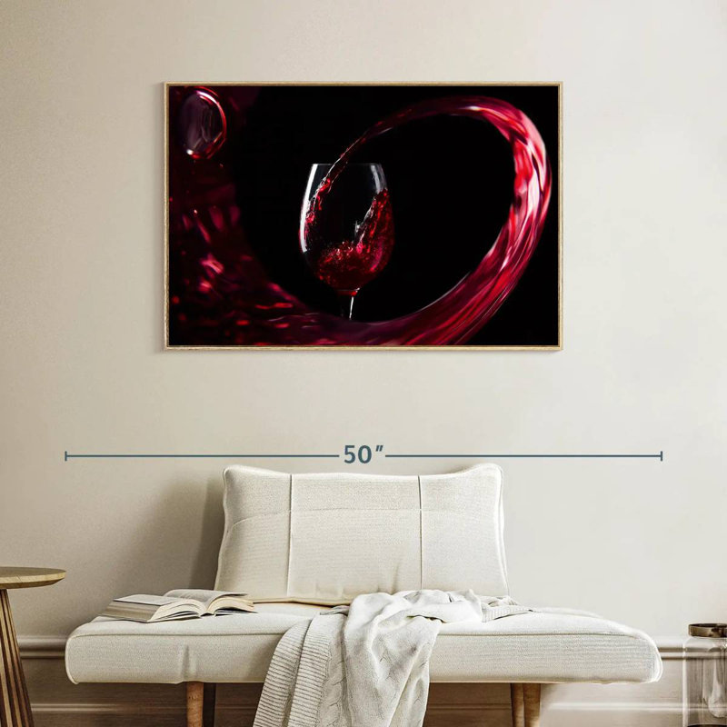 Vin rouge qui coule, Cadre flottant en bois naturel, 40 po x 27 po