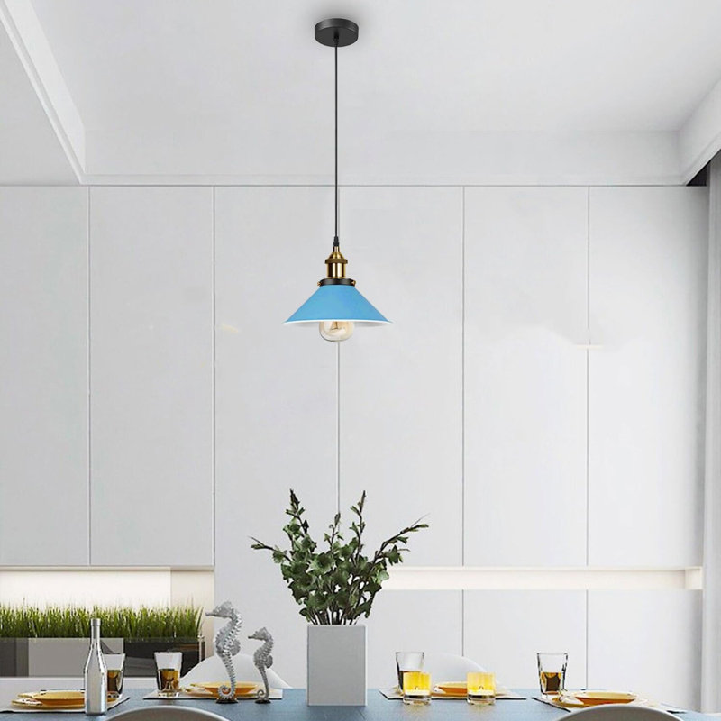 Modern Industrial Cone Pendant Light | Adjustable 1-Light Ceiling Fixture for Kitchen Islands, Dining Areas & Hallways, No
