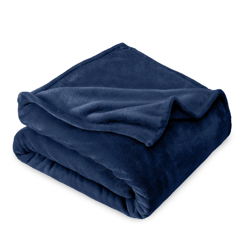 Bare Home Microplush Fleece Blanket - Fuzzy, Warm, Bed/Throw Blanket, Dark Blue, Throw