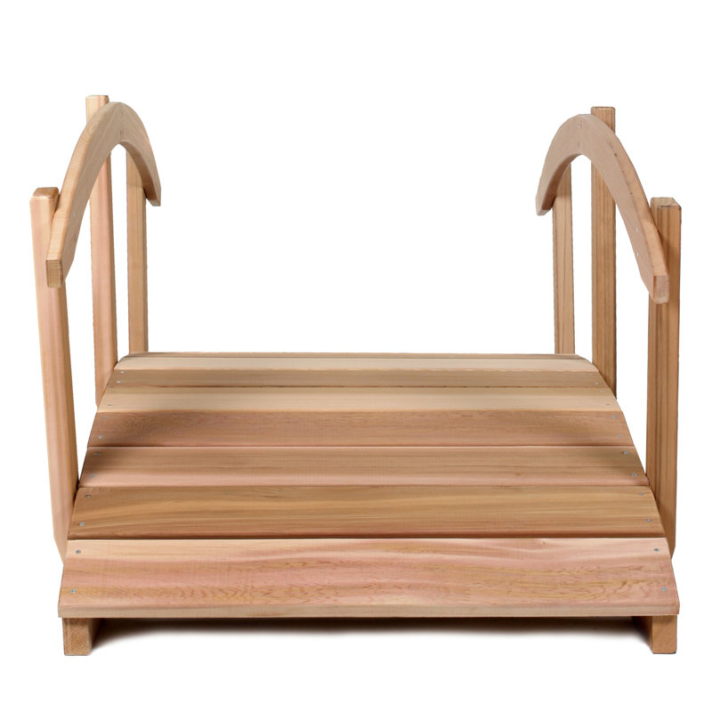 8-Ft Unfinished Cedar Garden Bridge with Side Rails