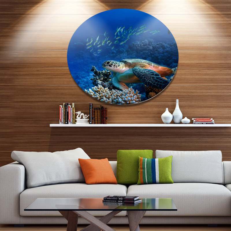 «Sea Turtle underwater», reproduction de photo sur métal, H 36 po x l 36 po
