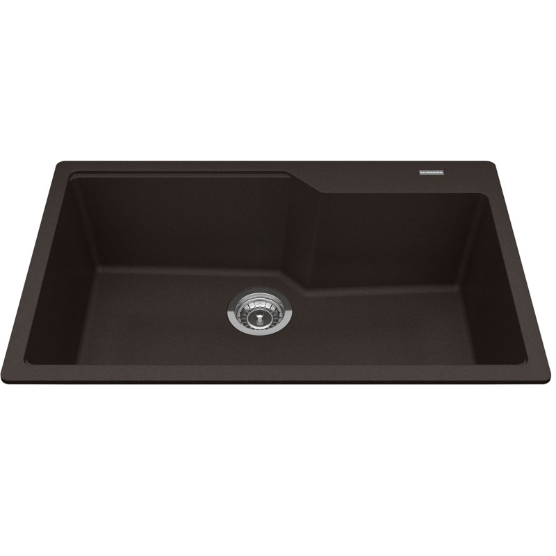 Évier de cuisine encastrable 31 po x l 20 po avec crépine, Moka