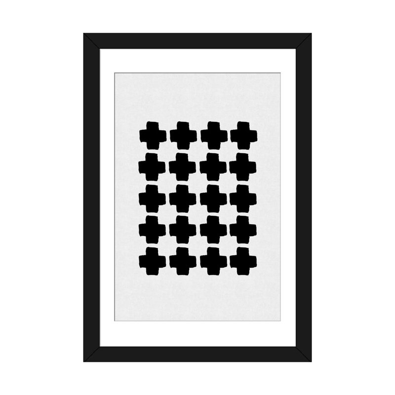 «Abstract III», impression sur toile, Papier d'art encadré noir, Blanc, H 24 po x l 16 po x P 1 po