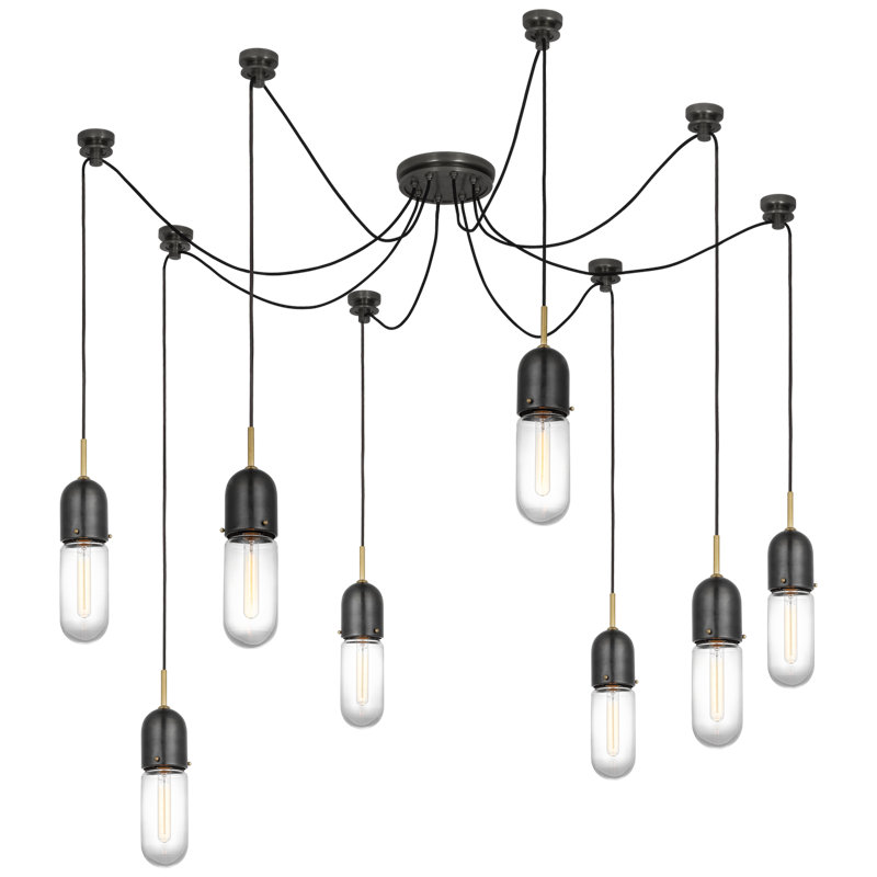 Junio 8 - Light Chandelier, Bronze/Brass, Clear