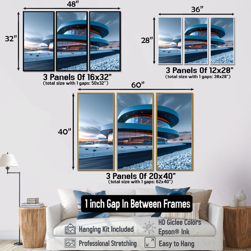 «Blue Orange Racing Track Dreams» «Blue Orange Racing Track Dreams» 3 pièces, H 28 po x l 36 po x P 1 po