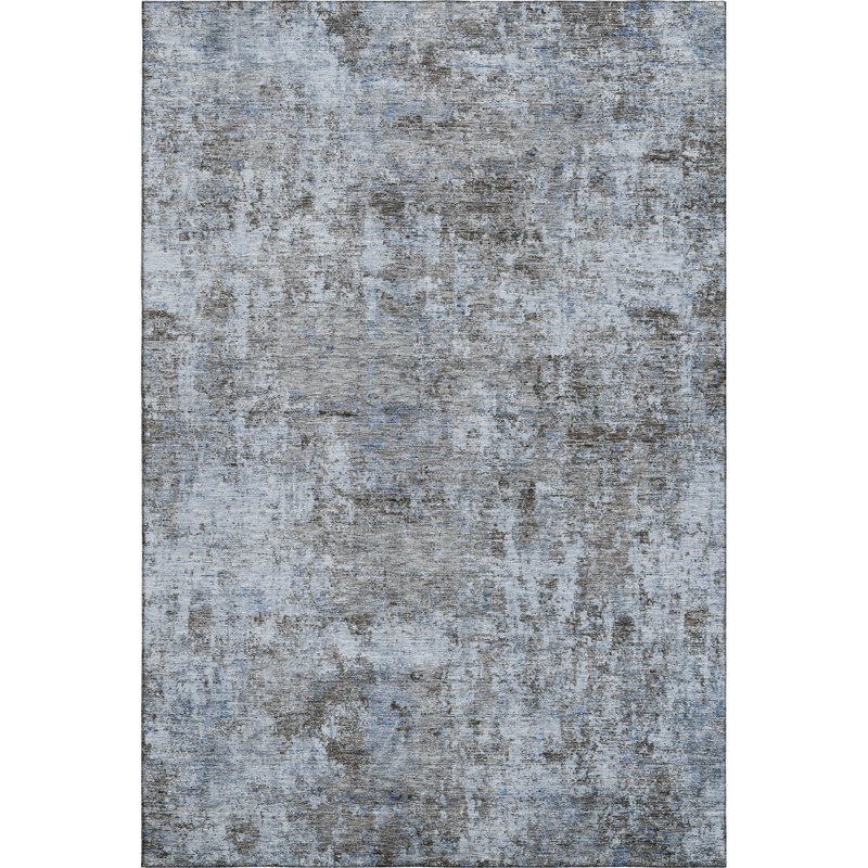 Premium Machine Washable Mayfield AMF2061 Abstract Rug, Blue, 3' x 5'