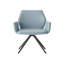 Fauteuil rembourré en cuir bleu clair et finition noire avec fonction pivotante