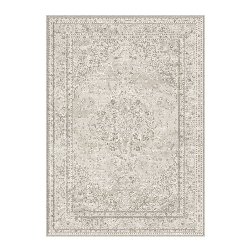 Tapis Selra Vintage à médaillon vieilli, lavable et doté d'un envers antidérapant, Rectangle 6 pi x 9 pi