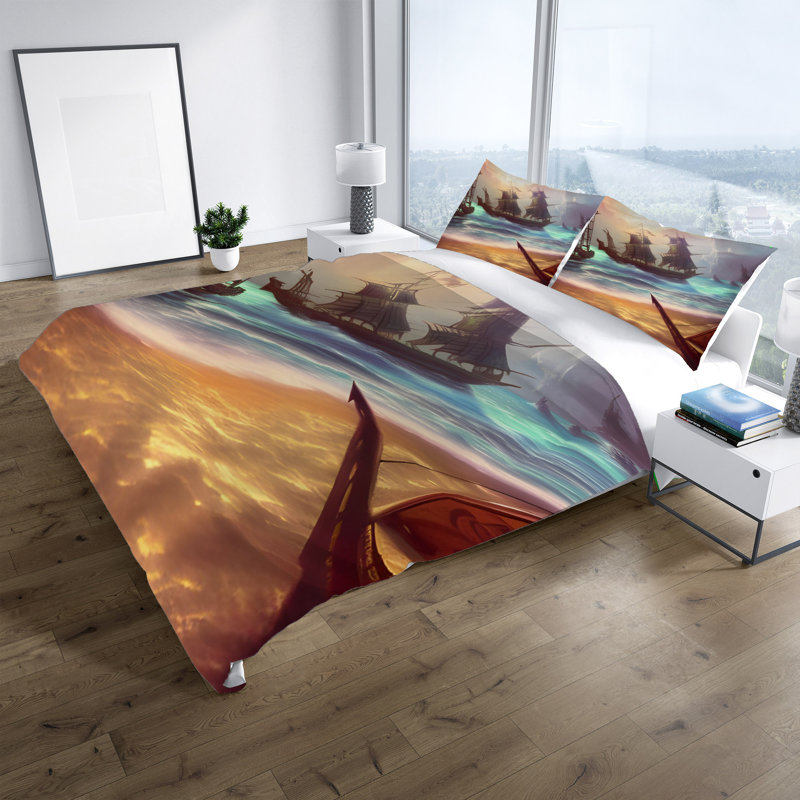 Polyester Abstract Duvet Cover, King Duvet Cover + 2 King Shams