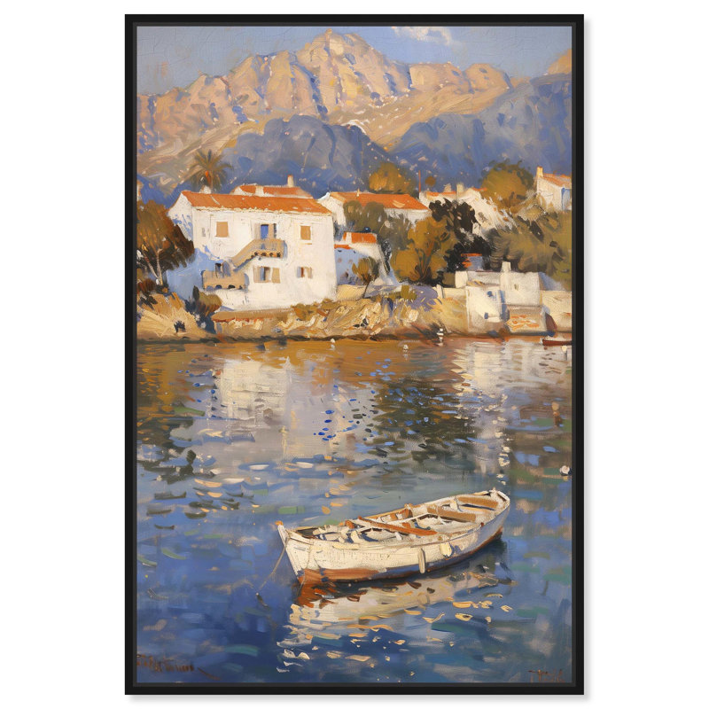 Art d'après-midi sur toile, "Afprès off the Shore", Cadre noir, H 16 po x l 11 po