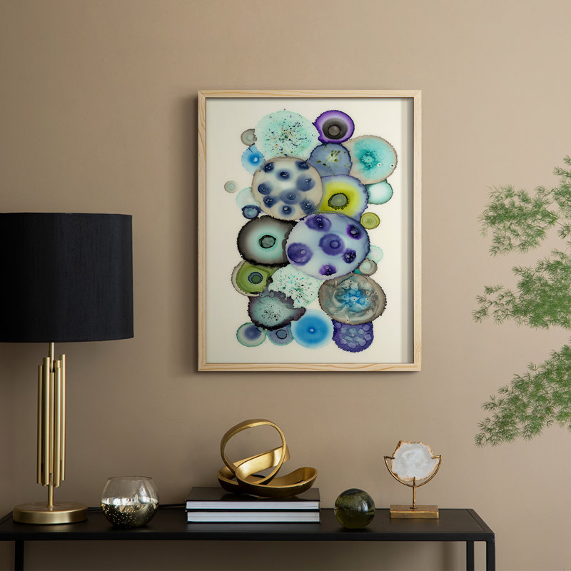 Geodes II Framed Print - Solid Wood, Natural, 11" H x 9" W