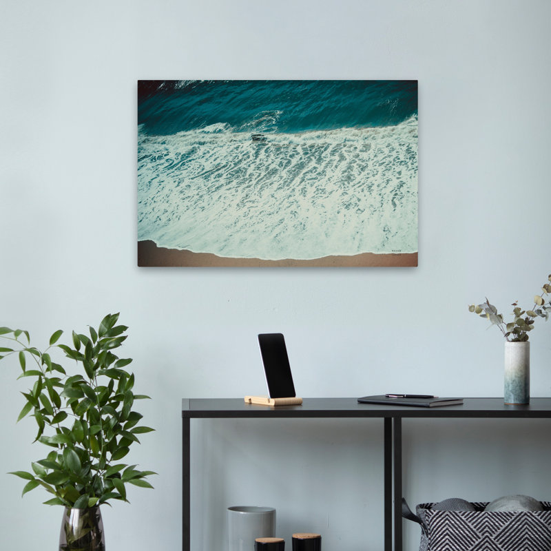 Après-midi pacifique II bleu côtier blanc plage brun, H 24 po x l 16 po