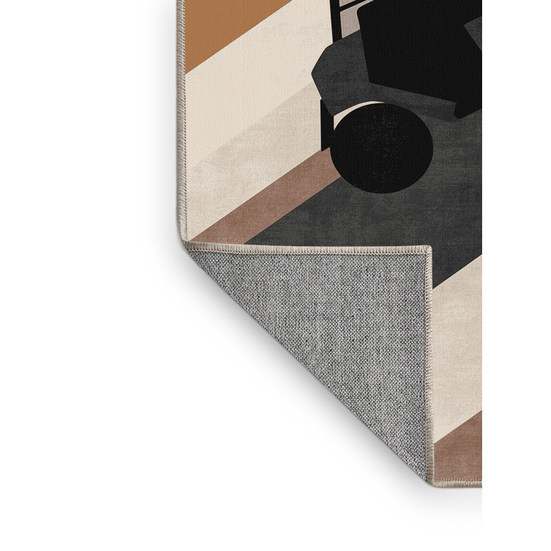 Machine Washable Daleville Golf Cart Modern Rug in Beige – Beige Binding, 4x6