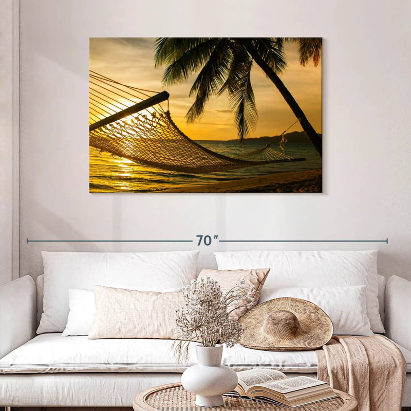 Scène Gillard au coucher du soleil, H 30 po x l 45 po