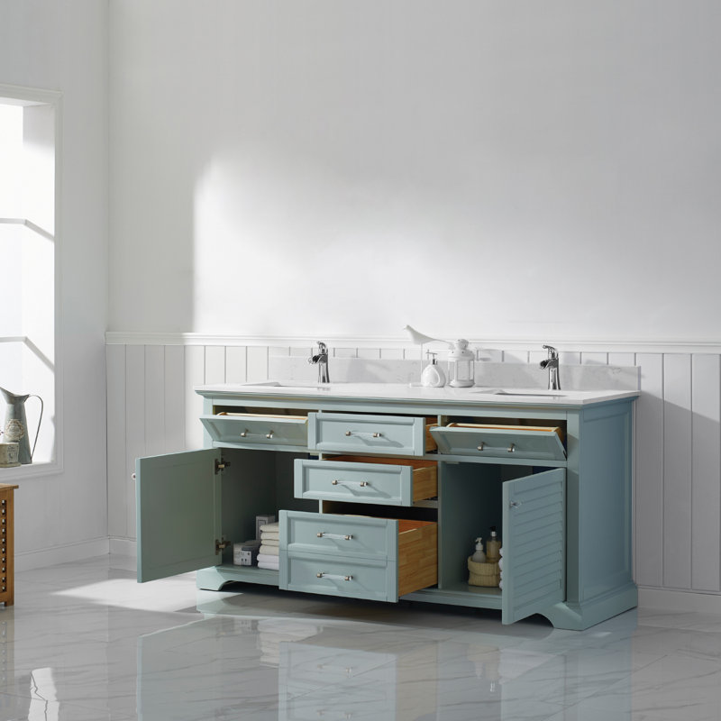 Ensemble de meuble-lavabo double 72 po Lorna, Vert