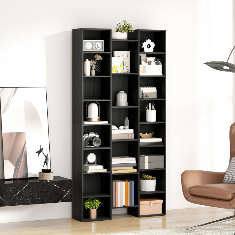 181cm H x 89.5cm W Particle Board Cube Bookcase, Black