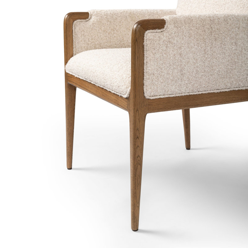 Ledger Upholstered Arm Chair, Cream Polyester Blend