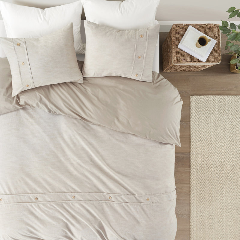 Housse de couette en coton biologique 3 pièces, naturelle, double / grand, classique / intemporelle, double / grand, sensation douillette naturelle