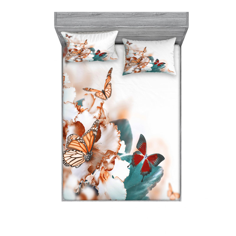 Ensemble de draps à papillons, Ensemble de draps pour lit double avec un drap-hou