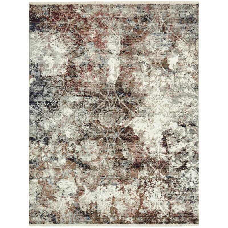 Lightfoot Abstract Area Rug in Ivory/Gray, Rectangle 5'2" x 7'8"