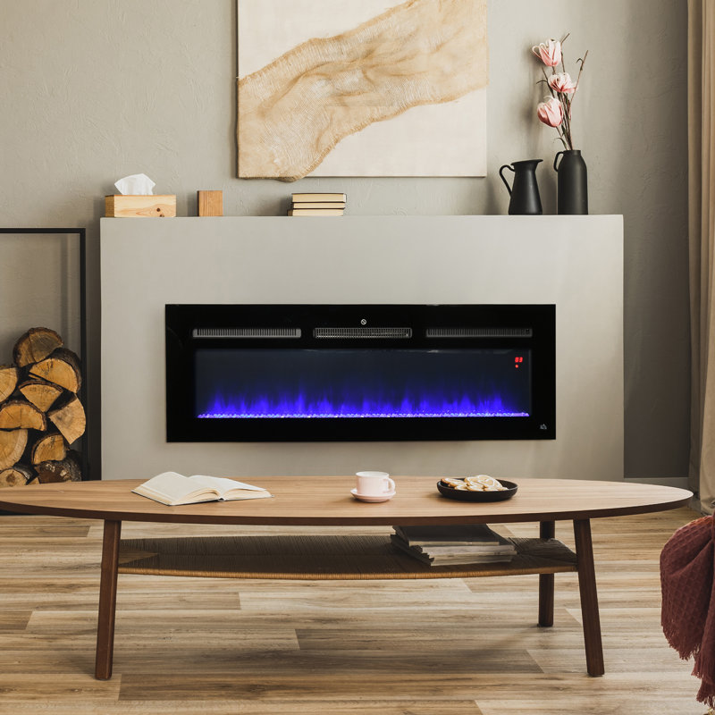 Majoch Steel Electric Fireplace Insert with 5119 BTU, 17.75" H x 50" W x 6" D