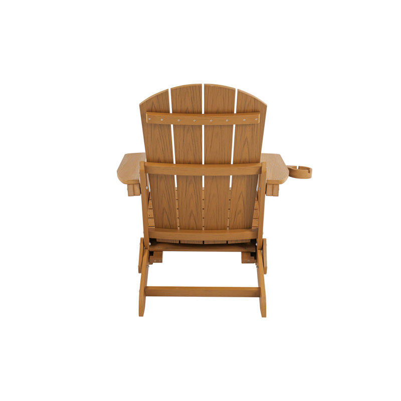 Outdoor Adjustable Lounge Chair With Cup Holderfor Patio Relaxation & Garden Leisure Gatherings, Teak
