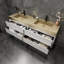 Ensemble de meuble-lavabo mural blanc brillant 72 po avec lavabo en acier doré Lux