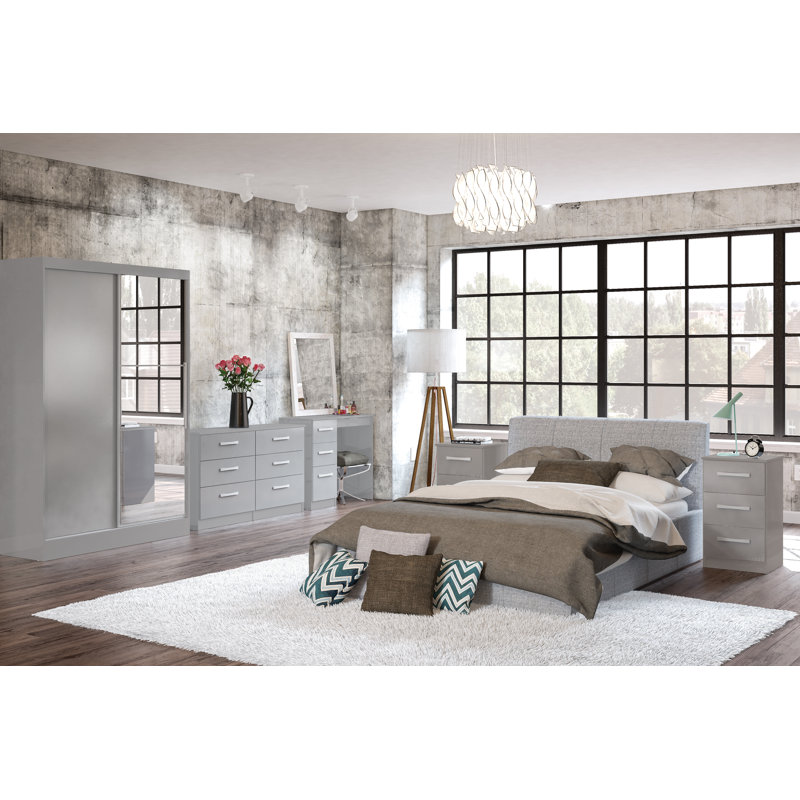 Marquitta 3 Door Manufactured Wood Wardrobe, Grey