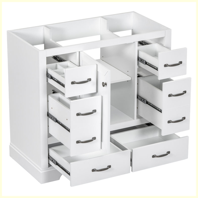 Meuble-lavabo moderne avec tiroir multifonctionnel, Blanc / Blanc