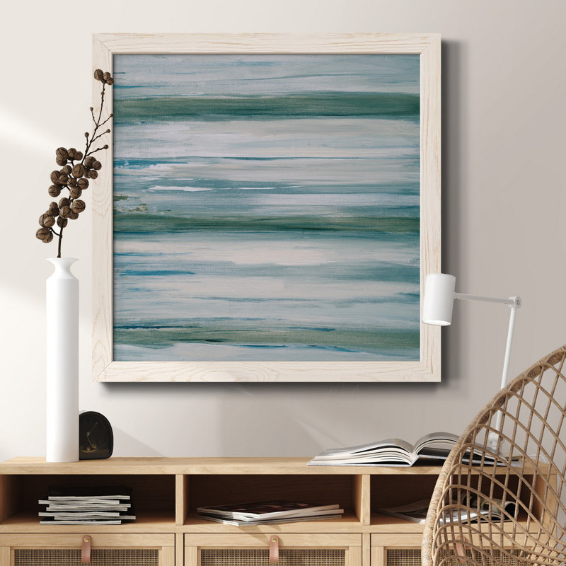 «Misty Lake», peinture sur toile encadrée, H 20 po x l 20 po x P 1,5 po, Cadre blanc