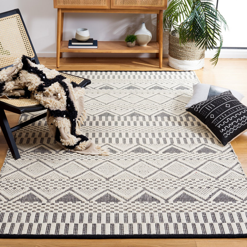Serna Natura Hand Woven Wool Geometric Rug, Rectangle 9' x 12'