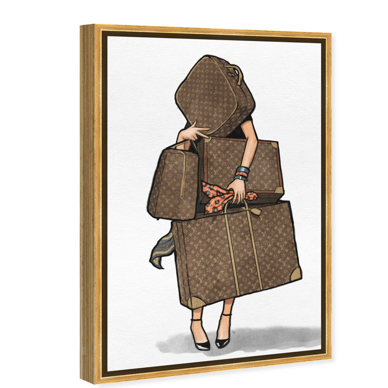 Sacs, Sacs, Sacs - Orange I - Peinture sur toile, Encadrement doré, H 36 po x l 24 po
