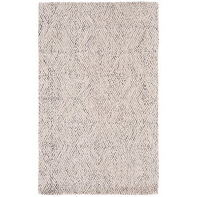 Suhayl Hand Tufted Wool/Cotton Geometric Rug in Ivory/Gray