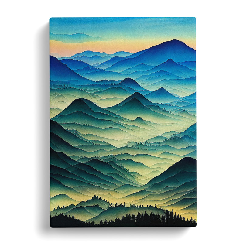 Serene Mountain Landscape No.1 - Wrapped Canvas, 50cm H x 35cm W x 3cm D