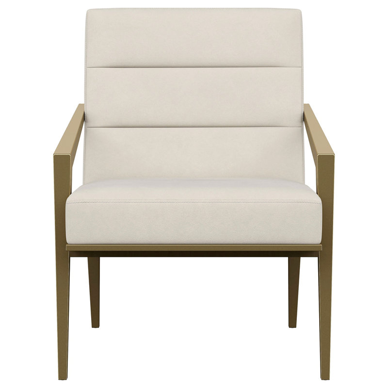 Fauteuil d'appoint rembourré en métal Merriman, Crème